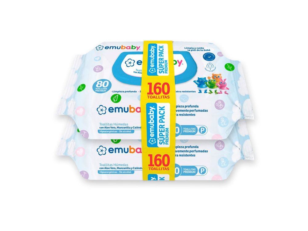 Toallitas Húmedas Emubaby 2 paquetes de 80 u