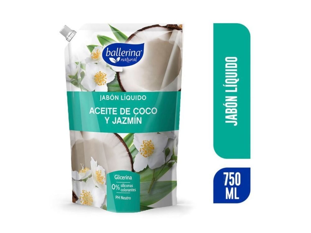 Jabón Líquido Ballerina Aceite De Coco y Jazmín 750 ml